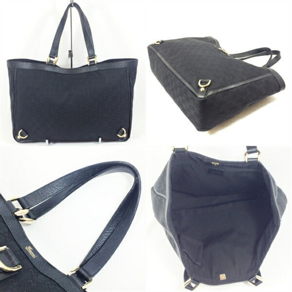 GUCCI GG Canvas Tote Bag Shoulder Black - Picture 3 of 4